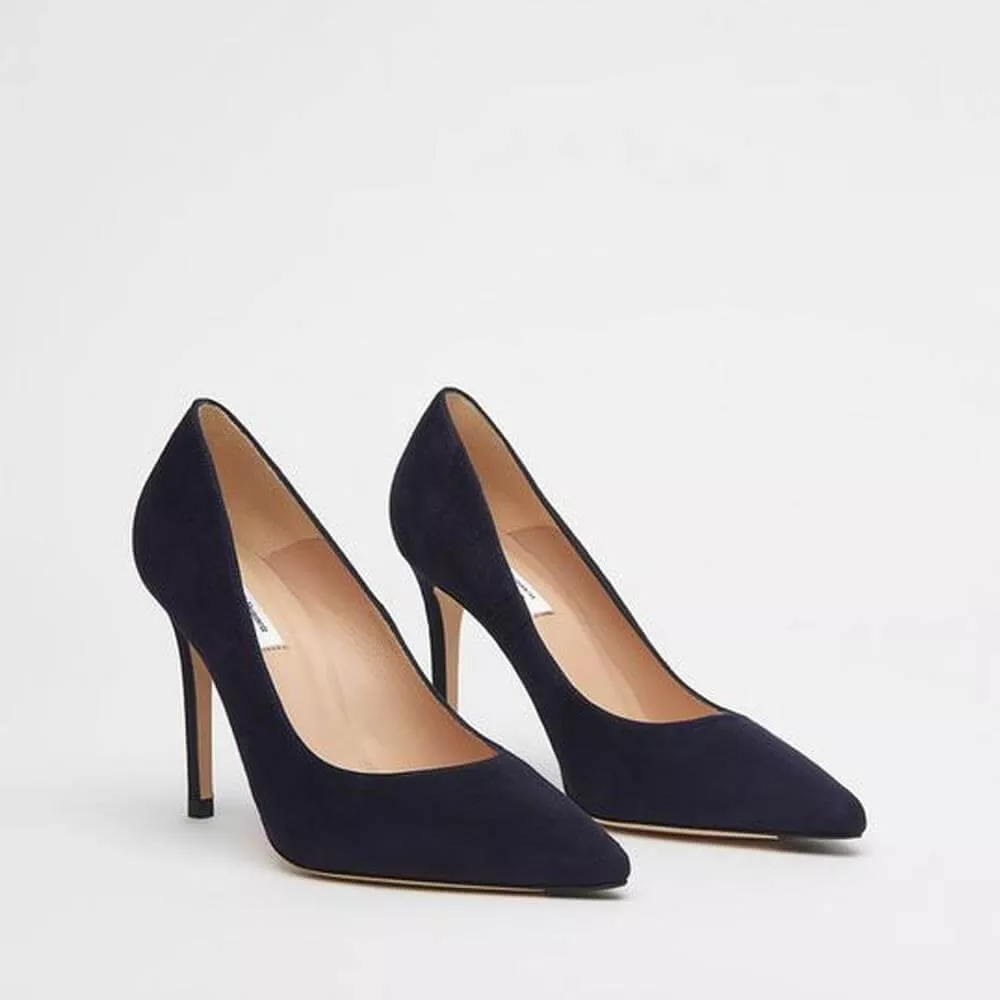 LK Bennett Fern Navy Suede Pointed Toe Courts